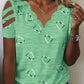 2026 European And American Amazon Summer New Women's Fashion Heart Print Wavy V-Neck Off-the-Shoulder Strapped Short-Sleeve T-Shirts