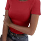 New Womens Long-Sleeve Stretch Crewneck Ribbed T-Shirt