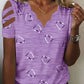 2026 European And American Amazon Summer New Women's Fashion Heart Print Wavy V-Neck Off-the-Shoulder Strapped Short-Sleeve T-Shirts