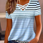 2026 European And American Cross-Border New Women's Fashion Amazon Ladies Trendy Cross-Shoulder V-Neck Printed T-Shirts