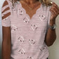 2026 European And American Amazon Summer New Women's Fashion Heart Print Wavy V-Neck Off-the-Shoulder Strapped Short-Sleeve T-Shirts