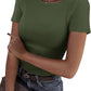 New Womens Long-Sleeve Stretch Crewneck Ribbed T-Shirt