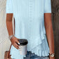 2026 European And American Amazon Summer New Women's Fashion Plus-Size Asymmetrical Ruffled Hem Short-Sleeve Top