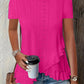 2026 European And American Amazon Summer New Women's Fashion Plus-Size Asymmetrical Ruffled Hem Short-Sleeve Top