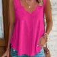2026 Cross-border Spring And Summer New Style Independent Station Amazon Fashion Summer Plus Size Leisure Solid Color Scallop Edge V-Neck