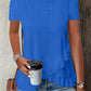 2026 European And American Amazon Summer New Women's Fashion Plus-Size Asymmetrical Ruffled Hem Short-Sleeve Top