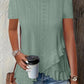 2026 European And American Amazon Summer New Women's Fashion Plus-Size Asymmetrical Ruffled Hem Short-Sleeve Top